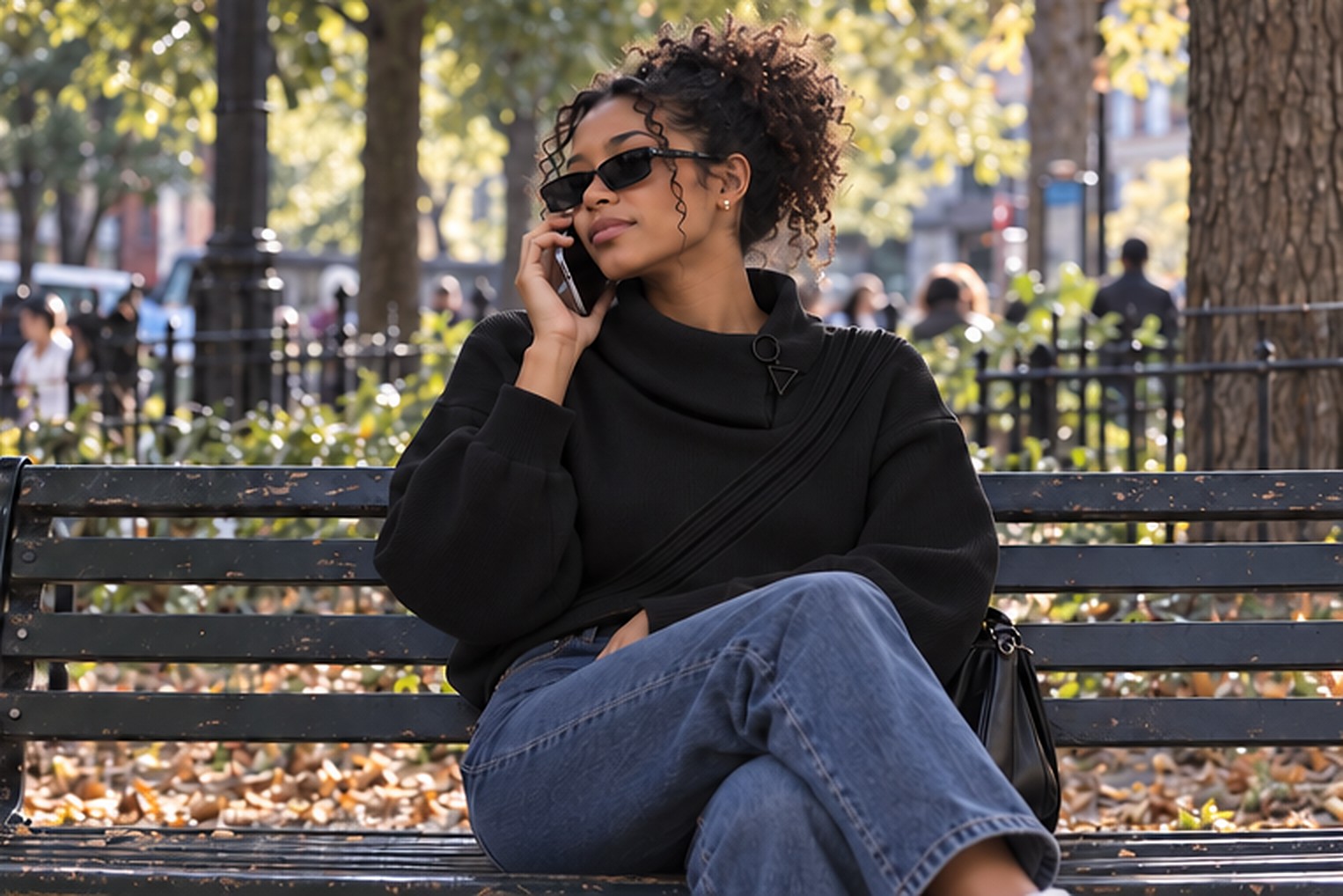 The Knitted sweater worn on a park bench