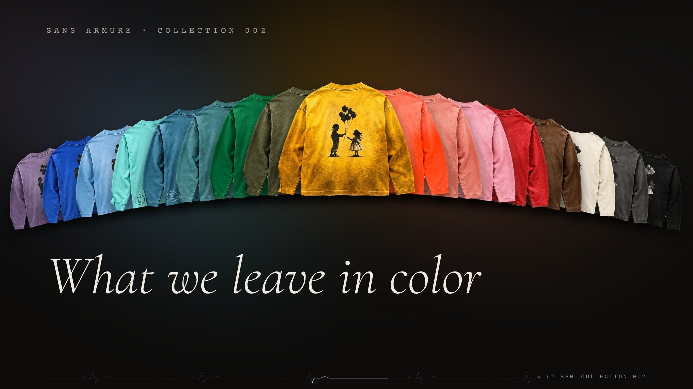 All seventeen colors of Here to Stay fanned in an arc