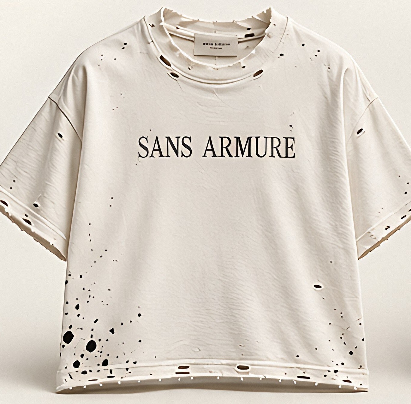 White distressed tee, front