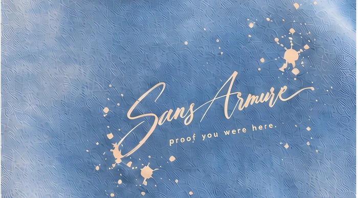 The Sans Armure signature with proof you were here on the back